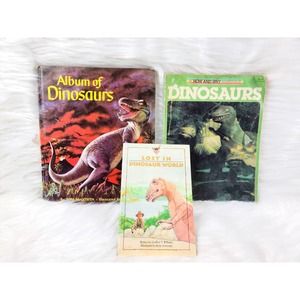 3 Vintage Dinosaur Books - Learning Educational Program, Children's Vintage
